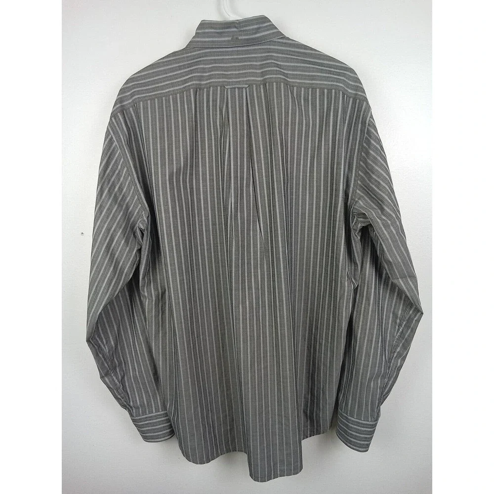 Faconnable Shirt Mens Medium Striped Cotton Long Sleeve Button Down Casual Gray - Picture 4 of 8